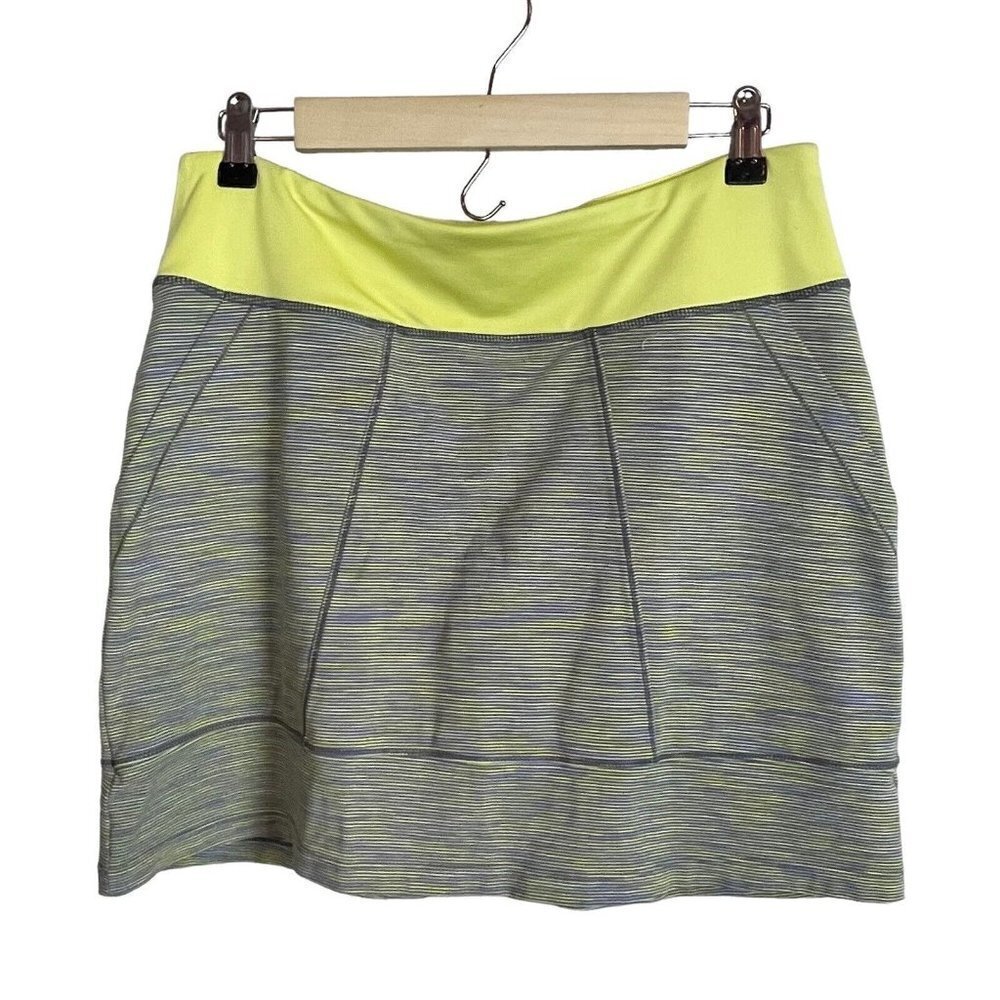 Title Nine Skort M Yellow Gray Stripe Athletic Pickleball Tenniscore Golf